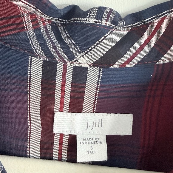 J Jill Ruby Multi Plaid Shirt Dress Woman Small Tall Career Old Money Preppy - Picture 4 of 8